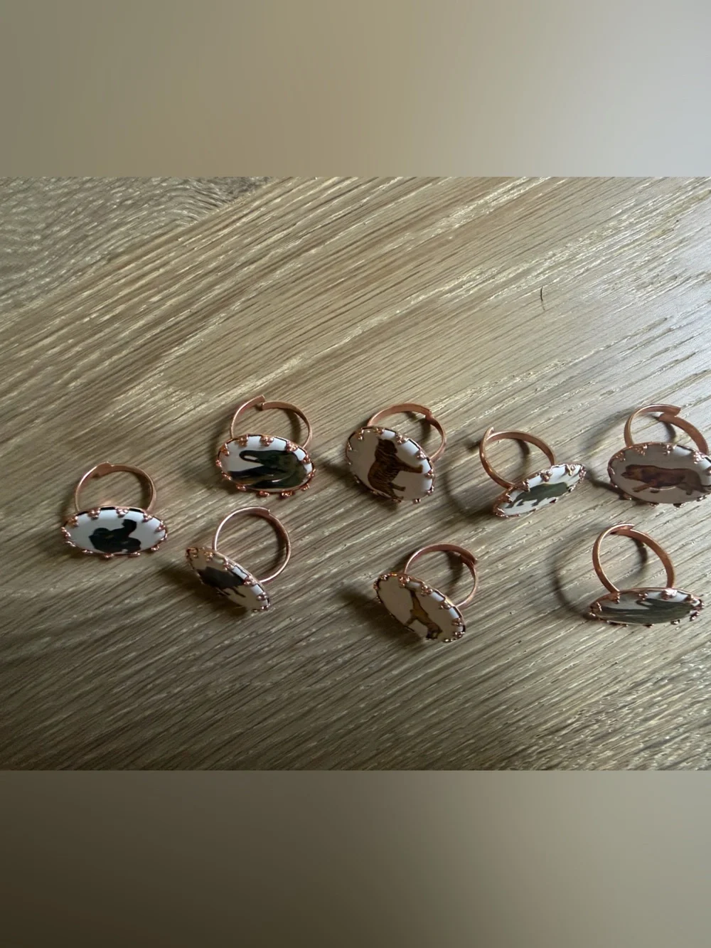Vintage 70s animal adjustable rings copper color lot of 8